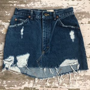 Furst of a Kind Distressed Denim Skirt